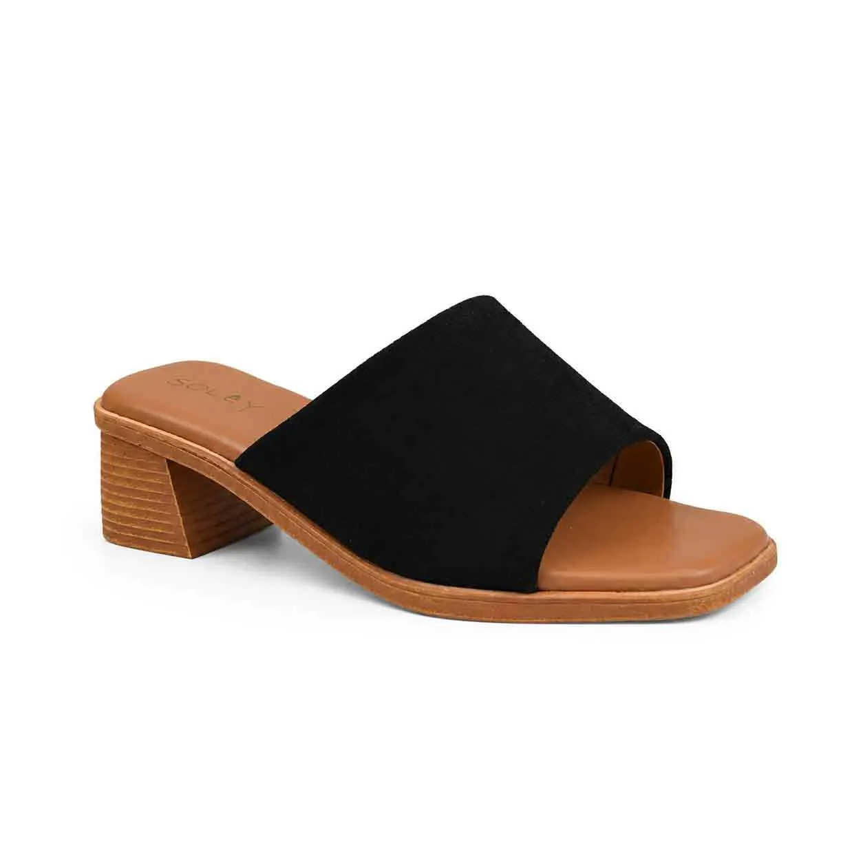 Sandale a demi talon pour femme 500-25 noir daim
